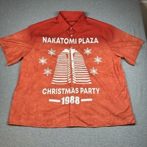 Nakatomi Plaza Christmas Party 1988 Die Hard‎ Red Button Up Shirt Mens ~3XL